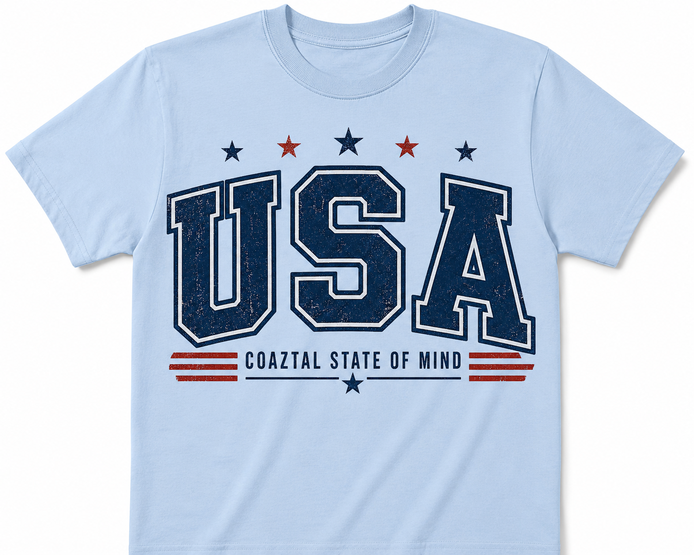 Coaztal Americana Tee-Men-Light Blue