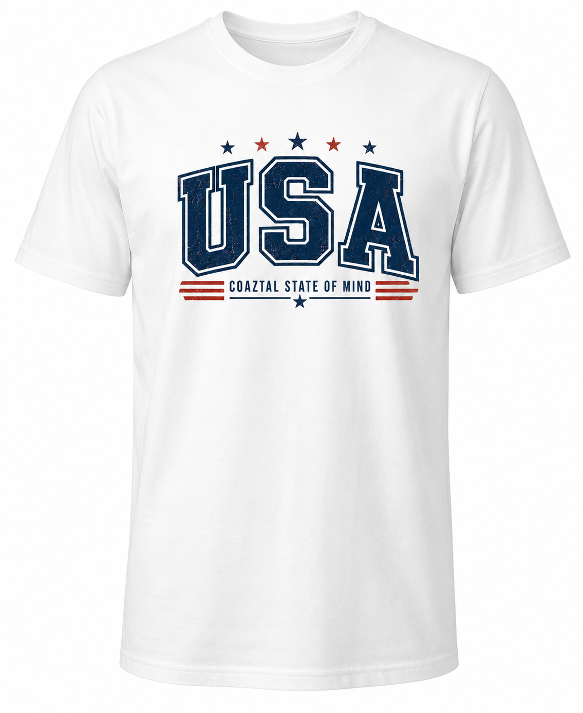 Coaztal Americana Tee-Men-White