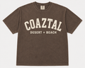 Coaztal Varsity Tee- Washed Brown + Cream