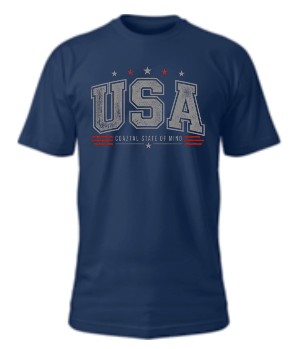 Coaztal Americana Tee-Men-Navy